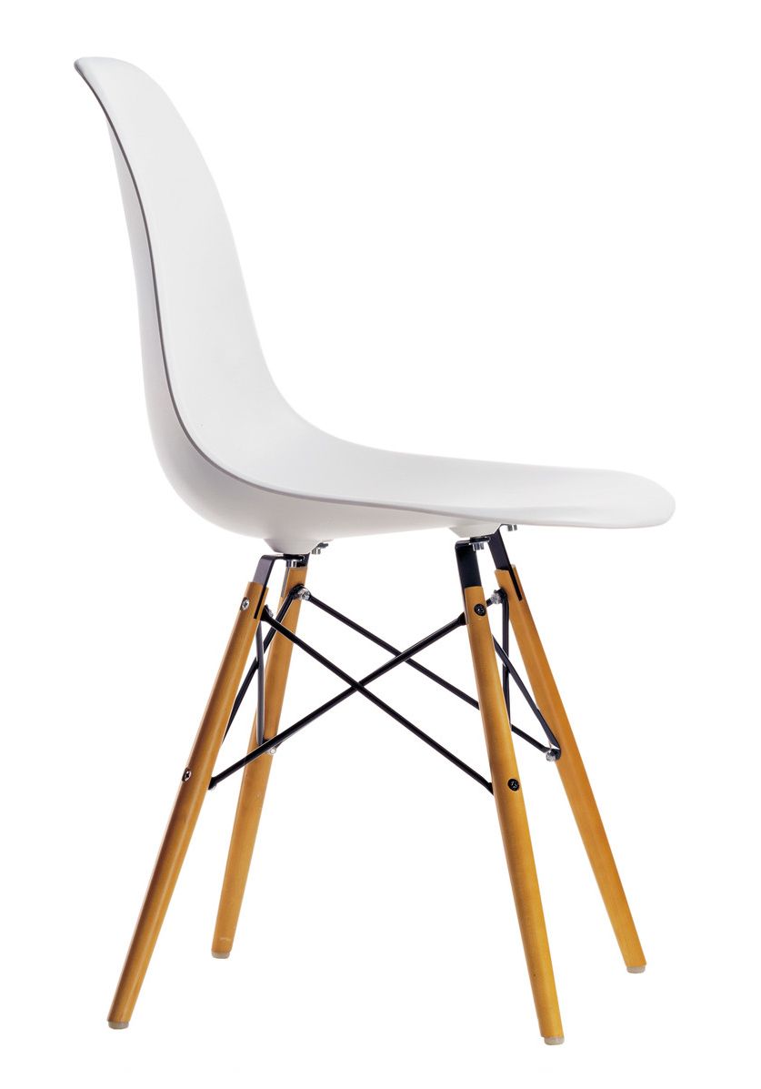 chaise dsw piétement érable coque blanche vitra eames